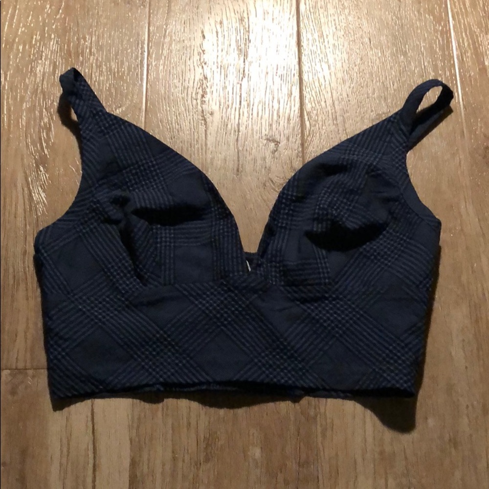 NWOT Intimately free blue plaid bralette/crop top